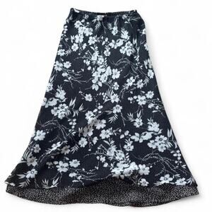 Y2K Flowy Lined Maxi Skirt with Florals and Polka Dots - MP